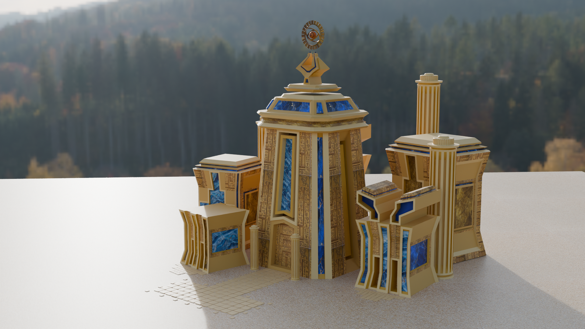 Zijaanzicht van de scene