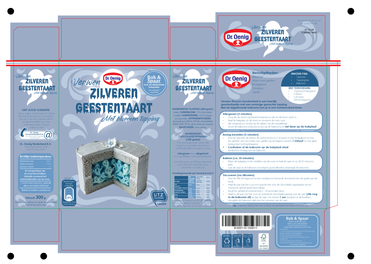 Uitgevouwen ontwerp van de verpakking